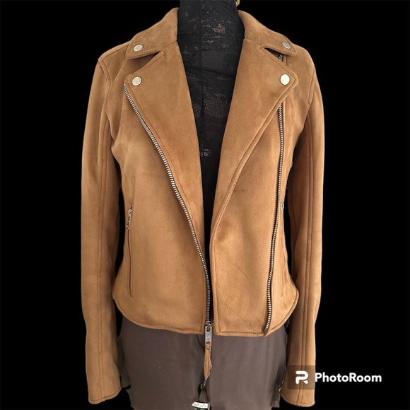 Abercrombie shortwaisted zipper buttersoft vegan suede Jacket Size M (fit Small) - Picture 1 of 10